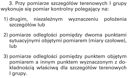 pomiar kontrolny przy pomiarze szczegółów terenowych I grupy
