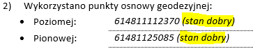 wykorzystanie punktów osnowy geodezyjnej