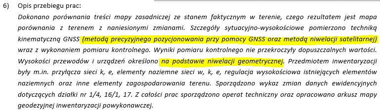 opis przebiegu prac