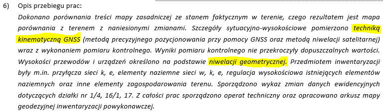 opis przebiegu prac