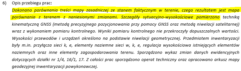 opis przebiegu prac