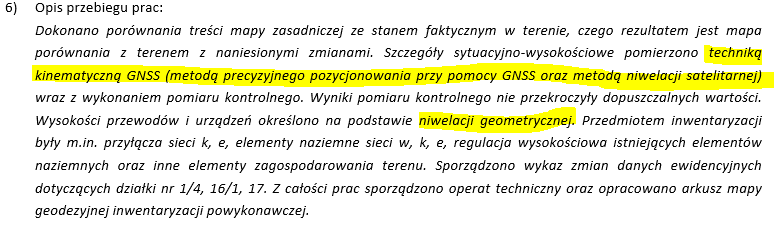 opis przebiegu prac